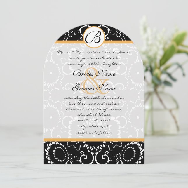 Gelbe Elegance Schwarze Sonnenblumen Hochzeit Einladung (Stehend Vorderseite)