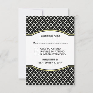 Gelbe Elegante Quarzfolie-Antwortkarte RSVP Karte
