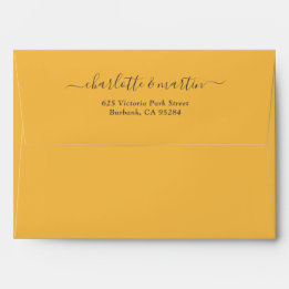 Gelbe elegante Schrift Rücksendeadresse Hochzeit