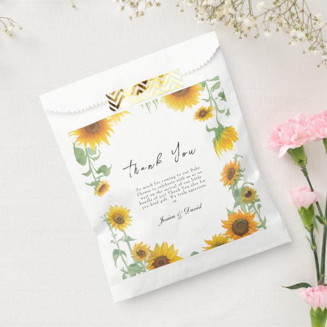 Gelbe Elegante Sonnenblume Sonnenblume Babydusche Geschenktütchen (Versiegelt)