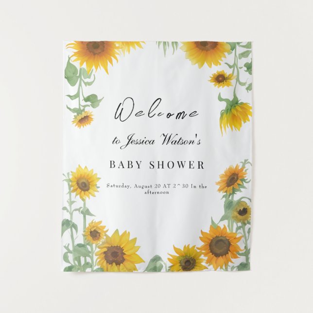 Gelbe Elegante Sonnenblume Sonnenblume Babydusche Wandteppich (Vorderseite)