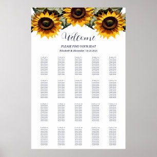 Gelbe, elegante Sonnenblumen Hochzeitstorte Poster