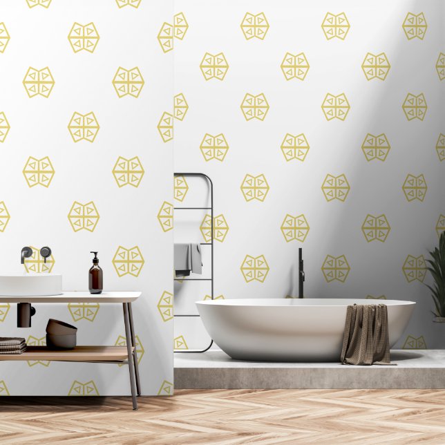 Gelbe Eleganz Abstrakt Geometrisch Moderne Einfach Tapete (Badezimmer)