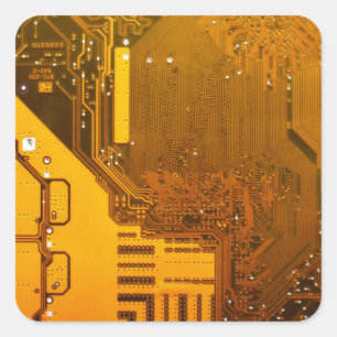 gelbe elektronische Schaltung board.JPG Quadratischer Aufkleber