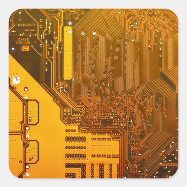 Gelbe elektronische Schaltung, JPG Quadratischer Aufkleber (Vorderseite)