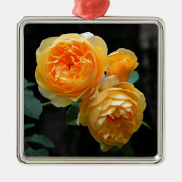 Gelbe Englische Rose Silbernes Ornament