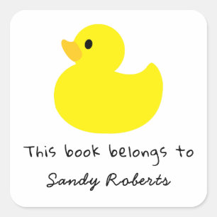 Gelbe Ente - dieses Buch gehört Quadratischer Aufkleber