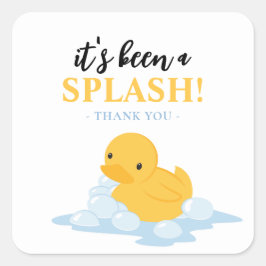 Gelbe Ente Es war ein Splash-Gastgeschenk-Aufklebe Quadratischer Aufkleber