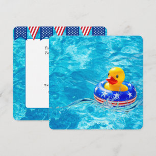 Gelbe Ente für das Patriotische Pool-Party Einladung
