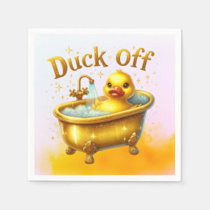 Gelbe Ente in der Badewanne Serviette