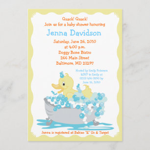 Gelbe Ente in Tub Babydusche Einladung