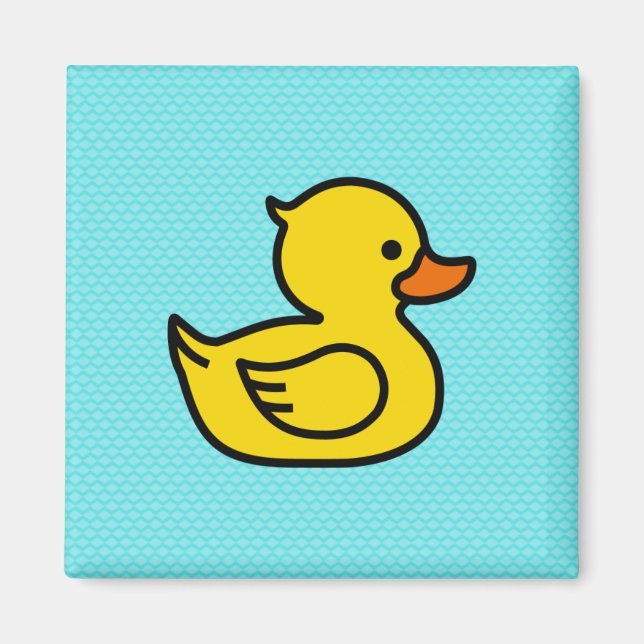 Gelbe Ente mit blauem Hintergrund Square Magnet (Vorne)