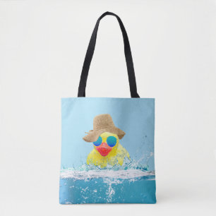 Gelbe Ente mit Sonnenbrille im Wasser Tasche