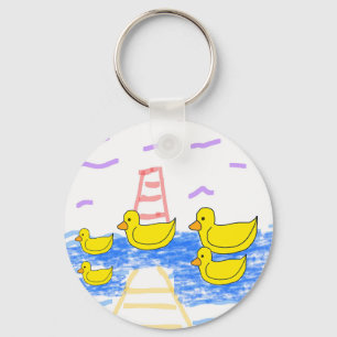 Gelbe Entenfamilie Leuchtturm Pier Schlüsselanhänger