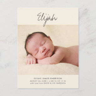 Gelbe Erklärung Name 1 Foto Geburtsankündigung Postkarte