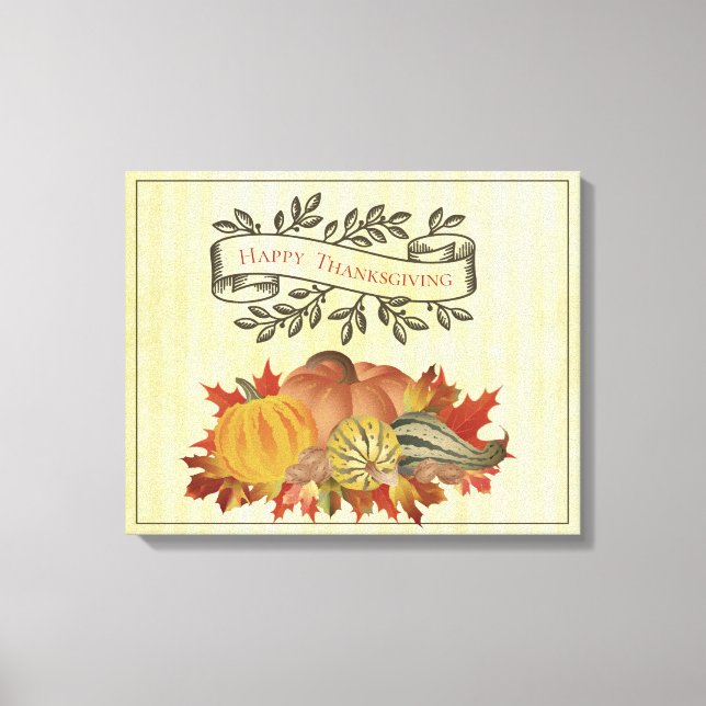 Gelbe Erntedank Pumpkins und Squash Leinwanddruck (Vorderseite)