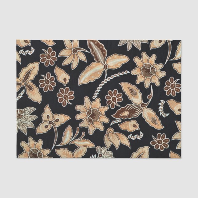 Gelbe Exotic Floral Stickerei Decoupage Seidenpapier (Vorderseite)