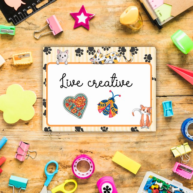 Gelbe Farbe mit Pfoten niedliche Kätzchen 4" x 3"  Post-it Klebezettel (Von Creator hochgeladen)