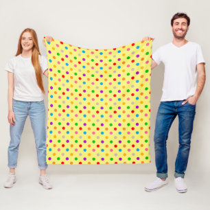 Gelbe farbenfrohe Regenbogen-Punkte-Design Fleecedecke
