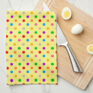 Gelbe farbenfrohe Regenbogen-Punkte-Design Geschirrtuch