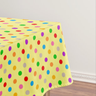 Gelbe farbenfrohe Regenbogen-Punkte-Design Tischdecke