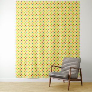 Gelbe farbenfrohe Regenbogen-Punkte-Design  Wandteppich