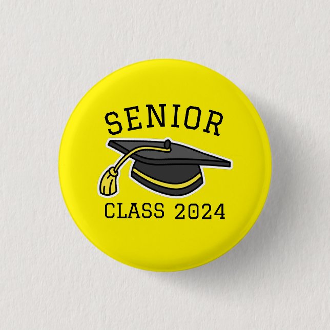 GELBE FARBENSENIOR-KLASSE 2024 ABSCHLUSS BUTTON (Vorderseite)