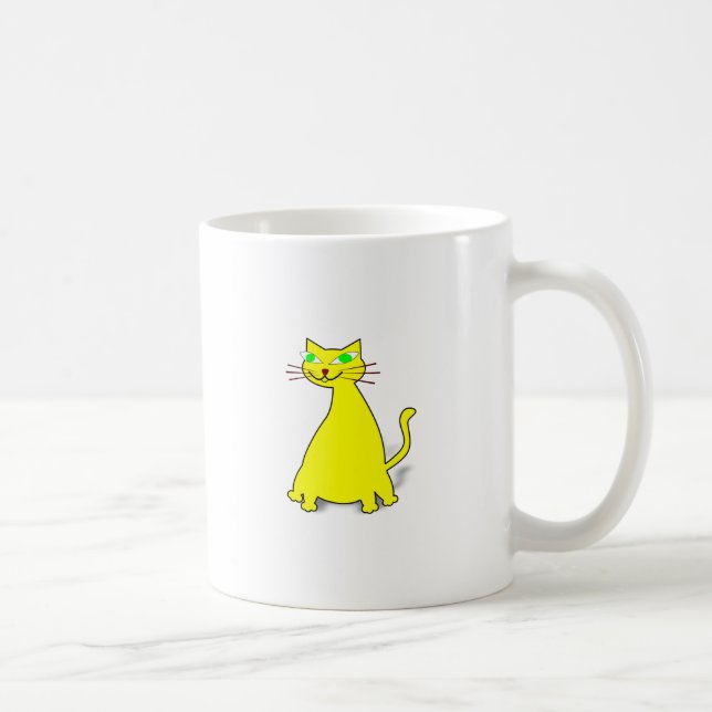 Gelbe Fett-Katze Kaffeetasse (Rechts)