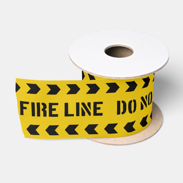 Gelbe Feuerlöschlinie Kreuzfeuerwehr Satinband (Spule)