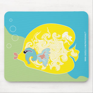 Gelbe Fischmauspad Mousepad