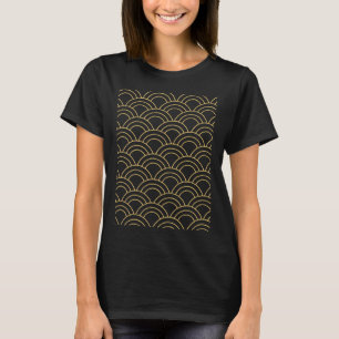 Gelbe Fischschuppenmuster T-Shirt