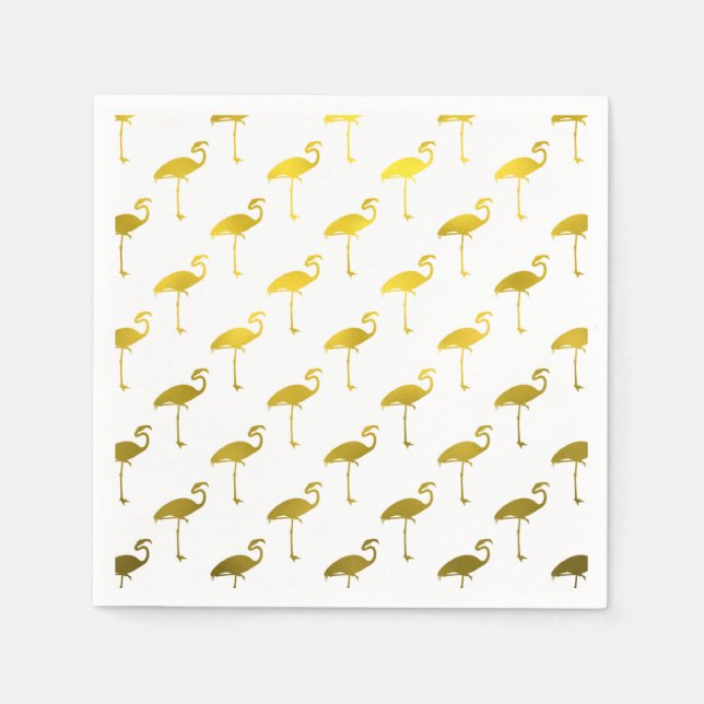 Gelbe Flamingo-Imitate Metallische Fohlen Tropisch Serviette (Vorderseite)