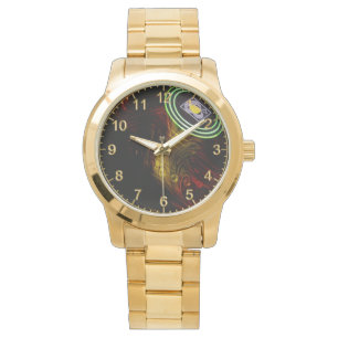 Gelbe Flammlawine, große Unisex-Golduhr Armbanduhr