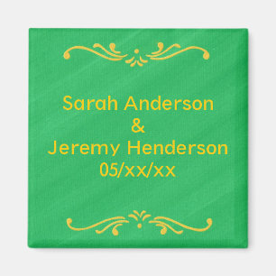 Gelbe Fleur De Lis Border Green Save date Magnete Magnet
