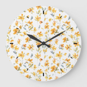 Gelbe Flora Große Wanduhr