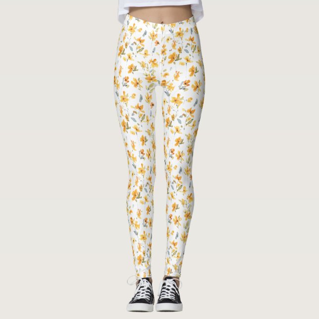 Gelbe Flora Leggings (Vorderseite)