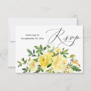 Gelbe Flora mit Mahlzeiten RSVP Karte