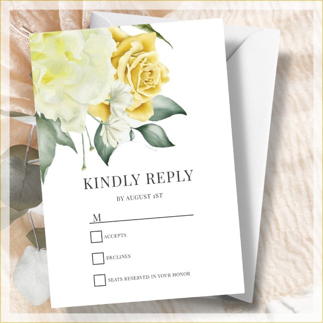 Gelbe Flora | RSVP-Hochzeitkarte RSVP Karte (Von Creator hochgeladen)