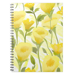 Gelbe floral Aquarellmalerei Notizblock