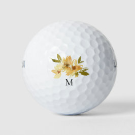 Gelbe Floral Monogramm Golfball