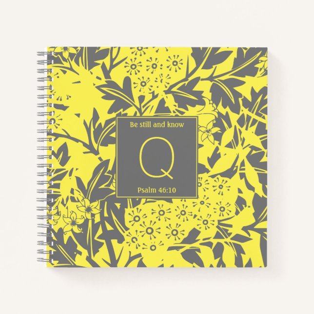 Gelbe Floral Monogramm Notizbuch (Vorderseite)