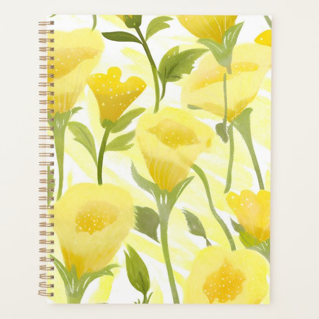 Gelbe floral wasserfarbene Malerei Planer (Vorderseite)