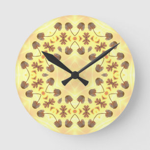Gelbe florale Abstraktion Runde Wanduhr