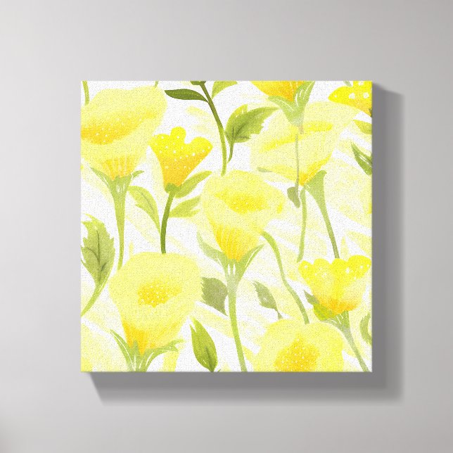 Gelbe florale Aquarellbilder Leinwanddruck (Vorderseite)