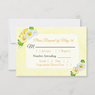 Gelbe florale Daffodien Hochzeit RSVP-Karte RSVP Karte