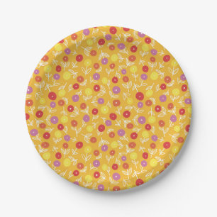 Gelbe florale Ditsy Picnic Party Papierplatte Pappteller