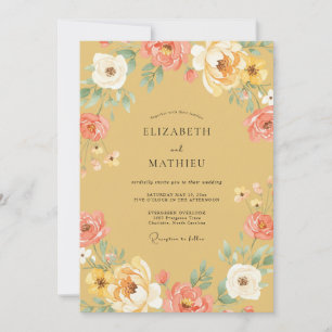 Gelbe Florale Herbstliche Hochzeit Einladung