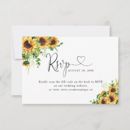 Gelbe Florale Hochzeits-Website QR-Code RSVP Karte