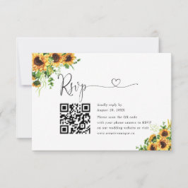 Gelbe Florale Hochzeits-Website QR-Code RSVP Karte