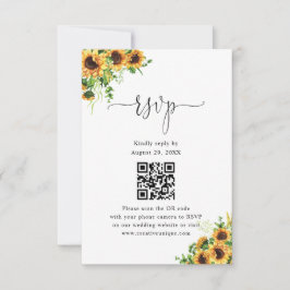 Gelbe Florale Hochzeits-Website QR-Code RSVP Karte
